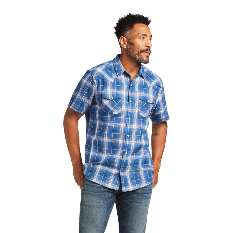 Ariat Hemden Herren - Huck Retro Fit Blau/Weiß ( CBUMX-3594 )